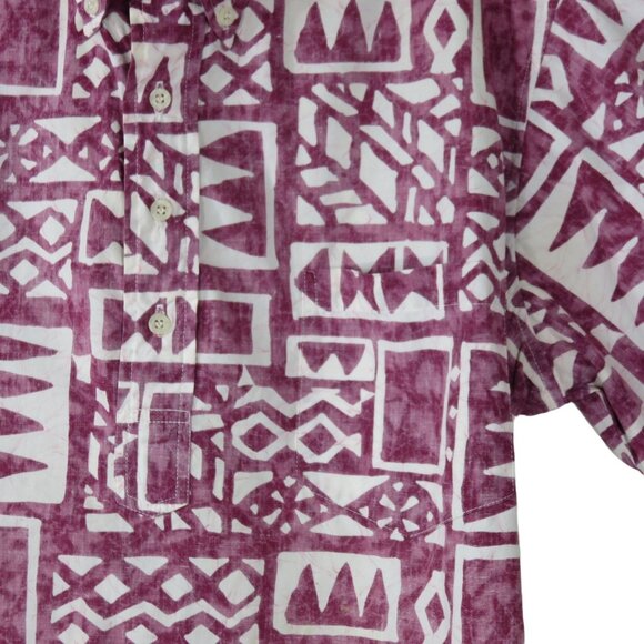 Vintage Andrews Inc. Mens Short Sleeve Button-Up Hawaiian Shirt Burgundy White - Picture 5 of 10